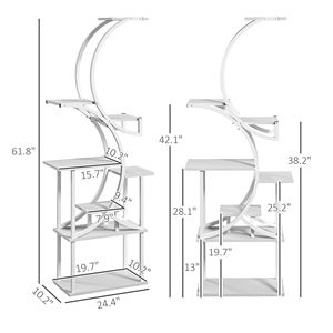 Support à plantes d'intérieur en forme de S à 8 niveaux, 62 pouces, blanc, étagère d'angle pour plusieurs plantes, étagère murale et de présentation de 62 pouces - Product Image 3