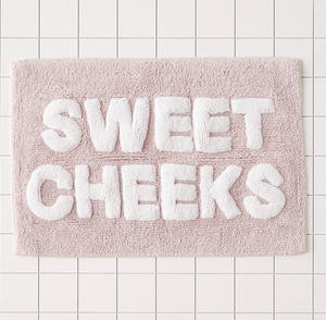 Tapis de bain en coton 100% tufté avec lettres, antidérapant, absorbant, logo personnalisé, motif à carreaux, tapis de bain Sweet Checks - Product Image 2