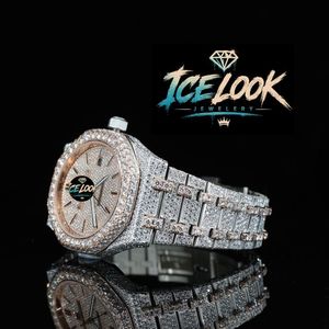 นาฬิกาควอตซ์ Ice Look หน้าปัดคริสตัลแซฟไฟร์ ขอบเพชร สายขนาด 20 มม. ตัวเรือนขนาด 40 มม. นาฬิกาแฟชั่นหรูหราสำหรับผู้ชาย - Product Image 4