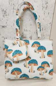 Bolsa de Maquillaje Acolchada de Algodón con Estampado de Hongos, Bolsa con Cierre, Reutilizable, Resistente al Agua, Organizador de Cosméticos para Viaje - Product Image 3