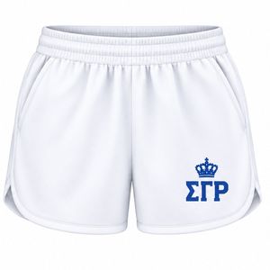 Shorts Deportivos Blancos para Mujer Sigma Gamma Rho, Shorts Atléticos para Gimnasio, Correr, Entrenamiento, Ropa Deportiva Personalizada - Product Image 1