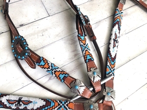 Ensemble d'équipement équestre authentique en cuir occidental, magnifique harnais floral fait main pour cheval, pour la course et l'équitation - Product Image 3