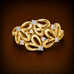 Bagues de mariage en or jaune 14K 18K avec diamants de laboratoire taille brillant rondes et grappe florale, Fabricant de bijoux fins en gros - Product Image 1