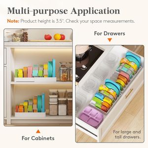 Organizzatore per Armadio da Cucina Grande con 6 Divisori Regolabili e 7 Scomparti, Organizzatori per Dispensa per Contenitori Alimentari e Coperchi - Product Image 4