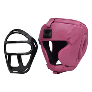Protège-tête professionnel pour boxe et équitation DUAL SPORT - Logo couleur personnalisé, cuir synthétique véritable, respirant, protection intégrale du visage, double - Product Image 2