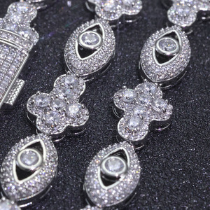 Mens Lab Grown Diamond 925 Silver Iced Out Interlocking Link Chain Cuban Style Luxury <b>Statement</b> <b>Necklace</b> Fashion Jewellery Bling - Product Image 4