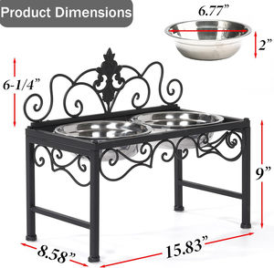 Station d'alimentation surélevée décorative pour animaux de compagnie avec double bols en métal grande capacité ou grands chiens, chiens moyens et chats - Product Image 2