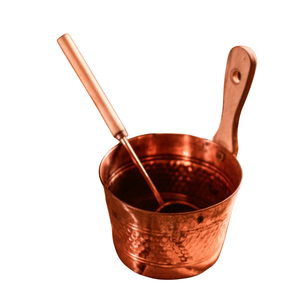 Ensemble seau et louche en cuivre pur martelé fait main, luxueux seau à eau pour spa avec poignée en bois résistante à la chaleur - Product Image 6
