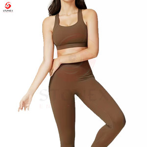 2pcs Yoga Set Women Gym Set Workout Clothes Sports Suits High Waist Leggings <b>Cross</b> Straps Fitness Bra <b>Top</b> Running Yoga Set - Product Image 3