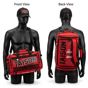 Bolsa Deportiva TAISON SPORTS 420 GSM 600D PU 30-40L Roja y Negra con Paneles para Entrenamiento de BJJ, Personalizable con Serigrafía y Bordado de Logotipo - Product Image 1
