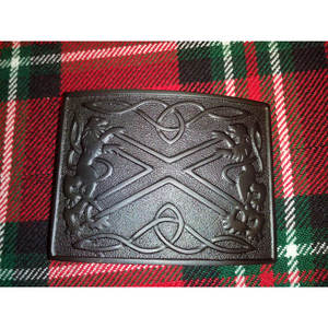 Hebilla de cinturón para kilt de hombre, acabado negro azabache, con diseño de león rampante y nudo de cardo, más vendida, venta al por mayor, OEM ODM - Product Image 2