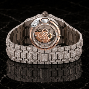 Montre-bracelet de luxe en moissanite pour homme, entièrement sertie de pierres, en acier inoxydable, diamant, 20 mm, analogique, quartz - Product Image 4