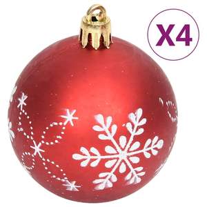 Ensemble de boules de Noël rouges et blanches en plastique avec incrustations décoratives, diverses boules et ornements pour arbre de Noël pour une présentation festive - Product Image 4