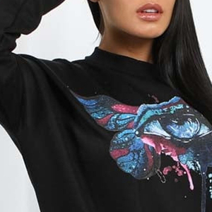 DTG Printed Womens Sweatshirt Polyester Cotton Blend Casual Crew Neck Long <b>Sleeve</b> Personalized Graphic Pullover Streetwear Top - Product Image 4