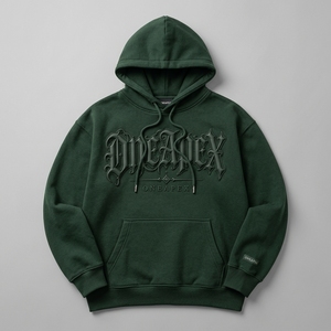 Sudadera con Capucha OneApex para Hombre, Verde, con Estampado en Relieve, Estilo Oversize, de Algodón Grueso, Informal - Product Image 5