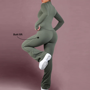 Conjuntos Deportivos de 2 Piezas para Mujer, sin Costuras, Diseño Sólido, Ropa Deportiva Transpirable para Yoga y Gimnasio - Product Image 3