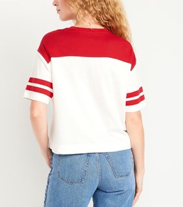 เสื้อยืดคอกลมแขนสั้นผ้าคอตตอนผสมสแปนเด็กซ์น้ำหนักเบา 200GSM สีสันตัดกัน ทรงปกติ สไตล์สตรีทแวร์ สำหรับสาวๆ วัยเรียน ขายส่ง - Product Image 2