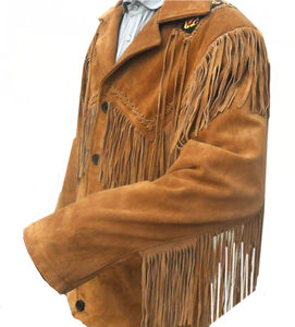 Chaqueta Clásica con Flecos, Estilo Prairie, de Piel de Cabra, para Hombre, Color Camel, con Botones al Frente, Estilo Country Western - Product Image 2