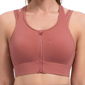สปอร์ตบราสีชมพูสนิมสุดหรู ซิปด้านหน้า รองรับแรงกระแทกสูง เหมาะสำหรับไลฟ์สไตล์แอคทีฟและการออกกำลังกายในยิม - Product Image 1