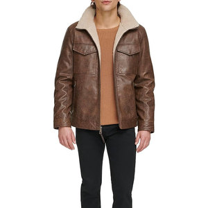 2026 New style High Street Faux Fur Fashionable <b>Leather</b> <b>Jackets</b> Zipper Closure Style <b>Winter</b> Warm Coat Regular Fit Men's <b>Jackets</b> - Product Image 1