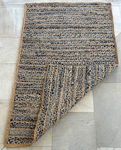Direct Factory Top Selling Modern Style High Quality Hand <b>Woven</b> <b>Flat</b> Weave Cotton Denim Braided Jute Non-Slip Stripes Area <b>Rug</b> - Product Image 1