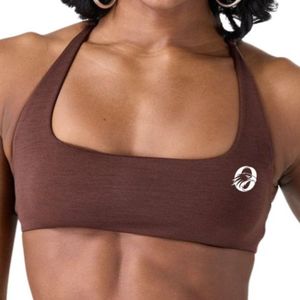 Soutien-gorge de sport marron pour femme à dos croisé, doux et extensible, idéal pour l'entraînement, la course, le yoga et les activités sportives - Product Image 4