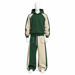 Conjunto deportivo de dos piezas con cremallera de alta calidad, personalizado con serigrafía, estilo holgado, para hombre, hecho en Pakistán. - Product Image 3