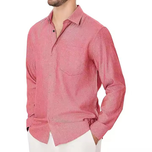 Chemises habillées pour hommes entièrement personnalisées, respirantes, infroissables, en polyester/coton de haute qualité, à col montant et fermeture à bouton unique - Product Image 4