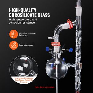 Kit di Distillazione da Laboratorio in Vetro Borosilicato 3.3 con Giunto 24/40, Apparato per Oli Essenziali da 1000ml - Product Image 3