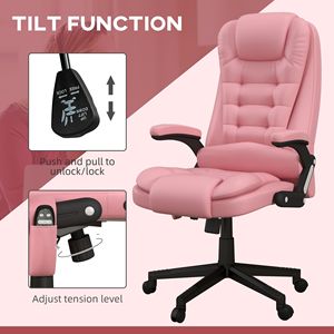Poltrona Direzionale Reclinabile con Braccioli Vibranti e Altezza Regolabile, Finitura Rosa - Product Image 5