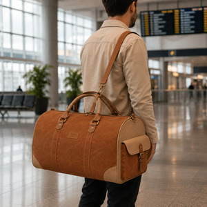 Custom <b>Waxed</b> <b>Canvas</b> Duffle <b>Bag</b> Manufacturer Leather Trim Travel Weekender Gym Duffel <b>Bag</b> OEM Wholesale Supplier - Product Image 5
