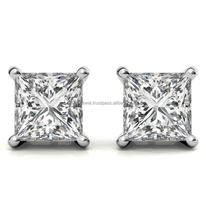 Pendiente de piedra única de 2 CT con corte de princesa en plata 925, pendiente de hip hop, joyería de diamantes de moissanita VVS para regalo de Navidad - Product Image 1
