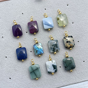 Rectangle Dyed <b>Emerald</b> <b>Pendant</b> | 10mm Gemstone Charm | Artisan Jewelry Supply - Product Image 5