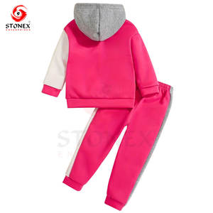 Conjunto de Sudadera con Capucha Casual de Corte Regular para Niños, Chándal con Logotipo Personalizado para Niñas, Sudadera de Forro Polar Grueso y Pantalones Deportivos para Otoño e Invierno - Product Image 2