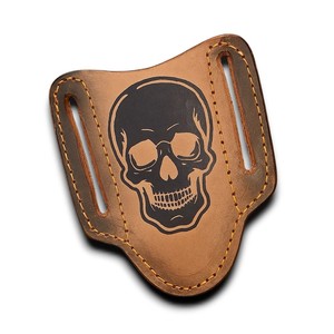 Étui de couteau pliant personnalisé style crêpe en cuir véritable, port horizontal sur ceinture, fait main en cuir de vachette, tactique EDC, prix de gros - Product Image 1