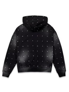 Sudadera con Capucha para Hombre, Negra, con Estampado Personalizado, 100% Algodón, 500 Gramos, Diseño de Puntos de Diamantes de Imitación, Estilo Casual, Manga Larga - Product Image 2