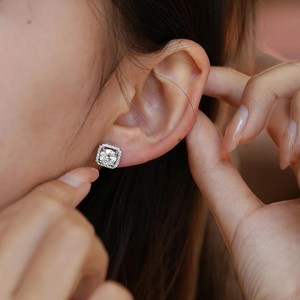 Classic Style Moissanite 1CT Round Cut Diamond <b>Stud</b> <b>Earrings</b> For Women's 925 <b>Silver</b> Fine Trendy Party Jewelry For Wedding Charms - Product Image 4