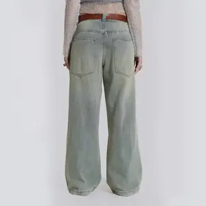 กางเกงยีนส์ทรงหลวมขาบานสำหรับผู้ชาย รุ่นปี 2026 ขอบเอวยางยืด ผ้าเดนิมฟอกสี - Product Image 5