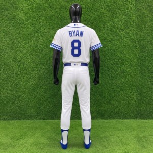 Maillot de baseball pour homme Topline, sublimé, col en V, motif 3D, manches courtes, blanc et bleu, imprimé, respirant, anti-humidité, polyester - Product Image 2