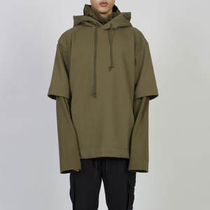 Conception OEM, sweat-shirt à capuche surdimensionné à manches longues à double couche, tissu tricoté, tailles plus grandes, sweat-shirts pour hommes - Product Image 6