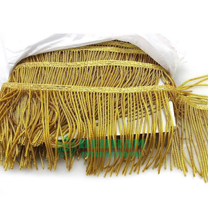 Vente en gros BEHRAM INTERNATIONAL – Franges décoratives métalliques dorées sur mesure OEM, bordure tressée à pompons pour vêtements et textiles de maison - Product Image 2