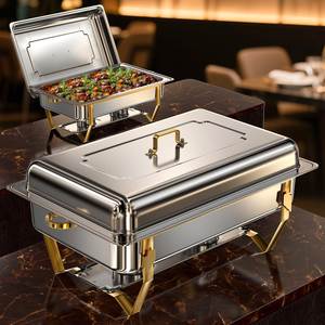 Moderno Calentador de Comida Tipo Buffet con Acabado Dorado, de Acero Inoxidable, con Tapa, para Catering, Hoteles, Restaurantes y Uso Doméstico - Product Image 5