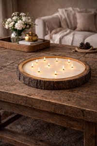 Bol à pâte en bois rond avec bord naturel pour bougies de soja, récipient à cire en bois rustique, décoration d'intérieur et collection de cadeaux - Product Image 3