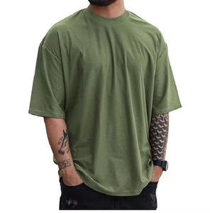 240gsm Drop Shoulder Heavyweight T-shirt Luxury Blank Heavy Cotton Oversized <b>Men's</b> Custom Silk Screen Printed T-Shirt - Product Image 2
