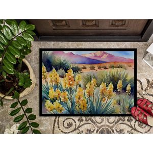 Yucca พรมเช็ดเท้าสีน้ำลายดอกไม้, ใหม่พรมเช็ดเท้ากันลื่นในร่มกลางแจ้ง24ชม. X 36W พรมซักได้พรมปูพื้นหน้าต่ำสำหรับทางเข้า - Product Image 3