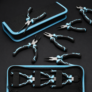 6 <b>Pcs</b> Stainless Steel <b>Mini</b> Jewelry Pliers Set Needle/Long/Bent Nose Diagonal Cutter End-Cutting Tools with Pouch for DIY - Product Image 5