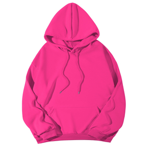 Sweat-shirt à capuche rose en polaire, couleur unie, décontracté, à manches longues, avec cordon de serrage, pour adultes, vêtements d'automne - Product Image 1