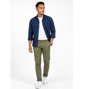 Pantalon chino en coton extensible pour homme – Coupe slim moderne, pantalon long décontracté pour tous les jours, tissu durable et personnalisation de la marque - Product Image 5