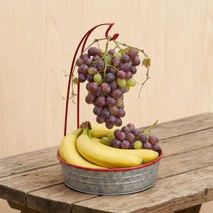 Panier à bananes en métal galvanisé Cuvette suspendue avec bordure rouge-Crochet incurvé Parfait pour la présentation des fruits Fruits Décoration intérieure - Product Image 6