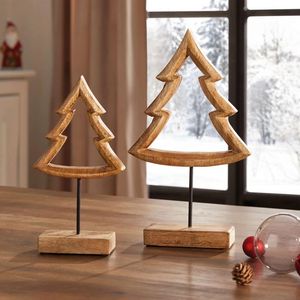 Décoration murale de Noël en bois moderne, écologique et faite à la main pour le salon, centre de table, avec taille personnalisable - Product Image 2